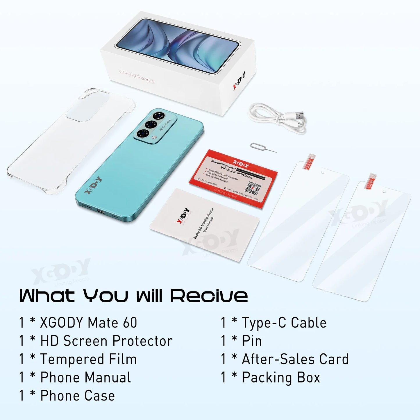 XGODY Mate60 Android 12 Smartphone 6.8" 4+128GB 5280mah