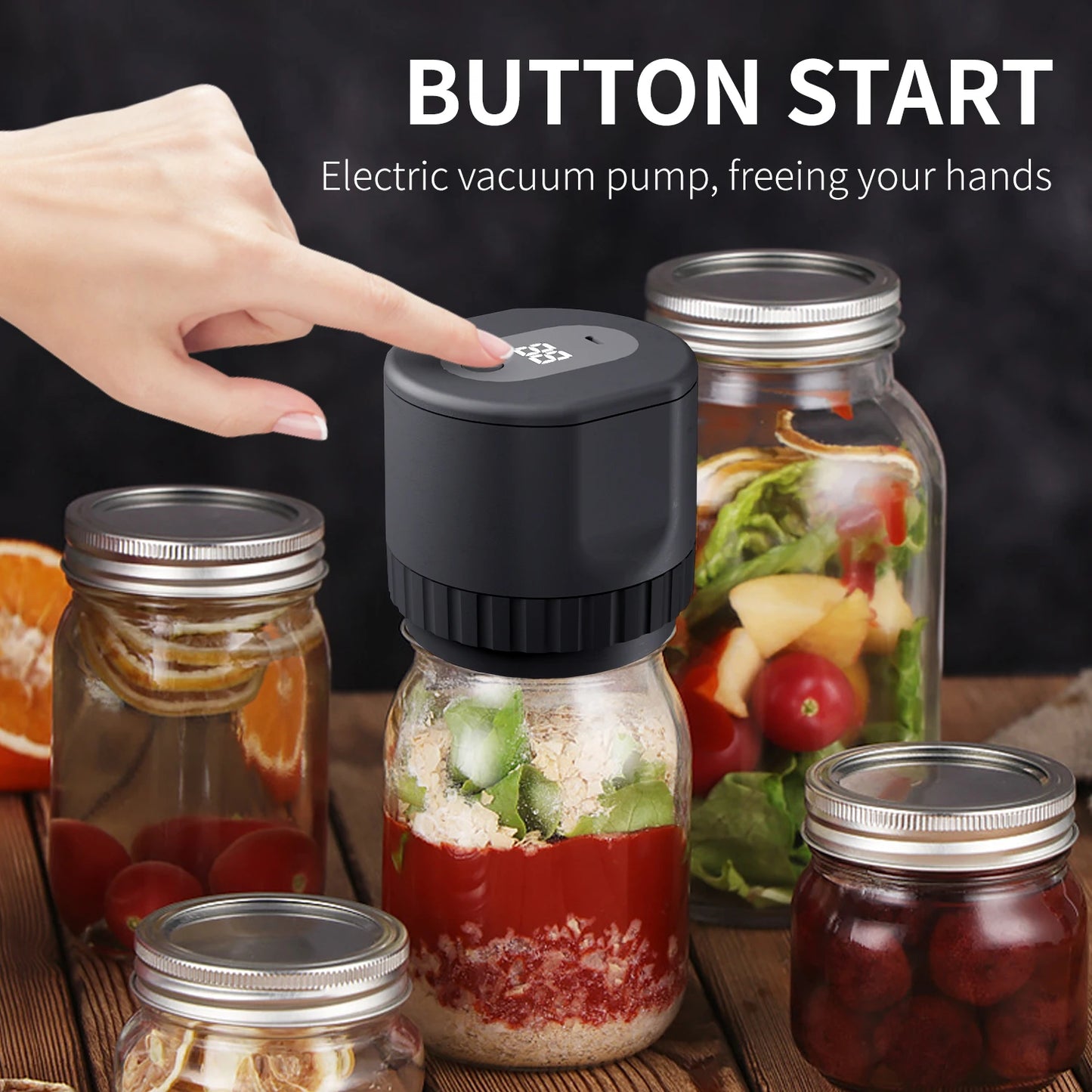 Electric Mason Jar Vacuum Sealer Kit Cordless Automatic Jar Sealer Set for Food