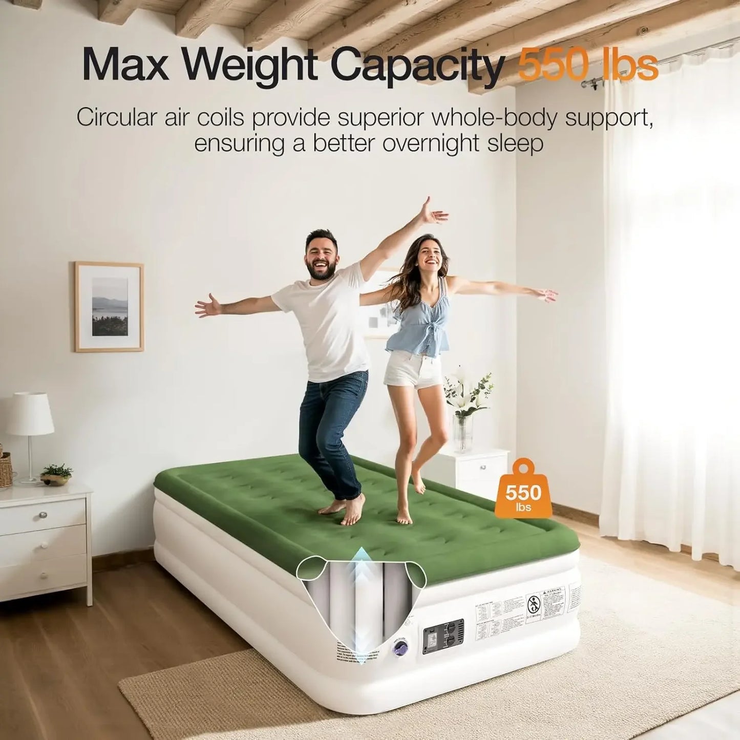 Air Mattress with Built in Pump - Upgraded Twin Blow Up Mattress,