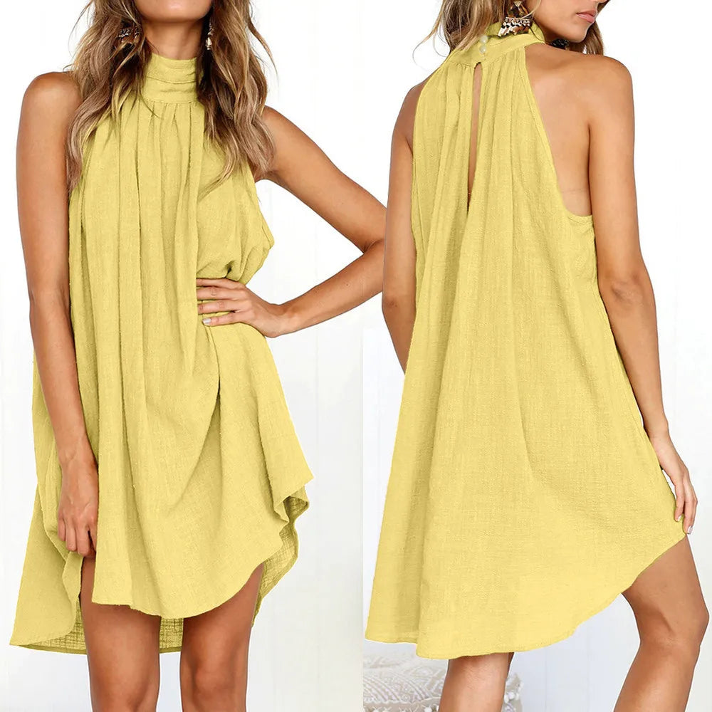 Vestido irregular de vacaciones para mujer vestido de fiesta sin mangas