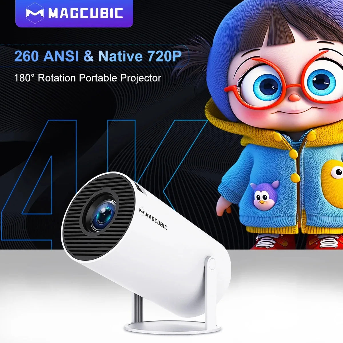 Transpeed 4K Wifi6 HY300 Pro Proyector Android 11 260 ANSI Dual WIFI Allwinner H713 BT5.0 720P