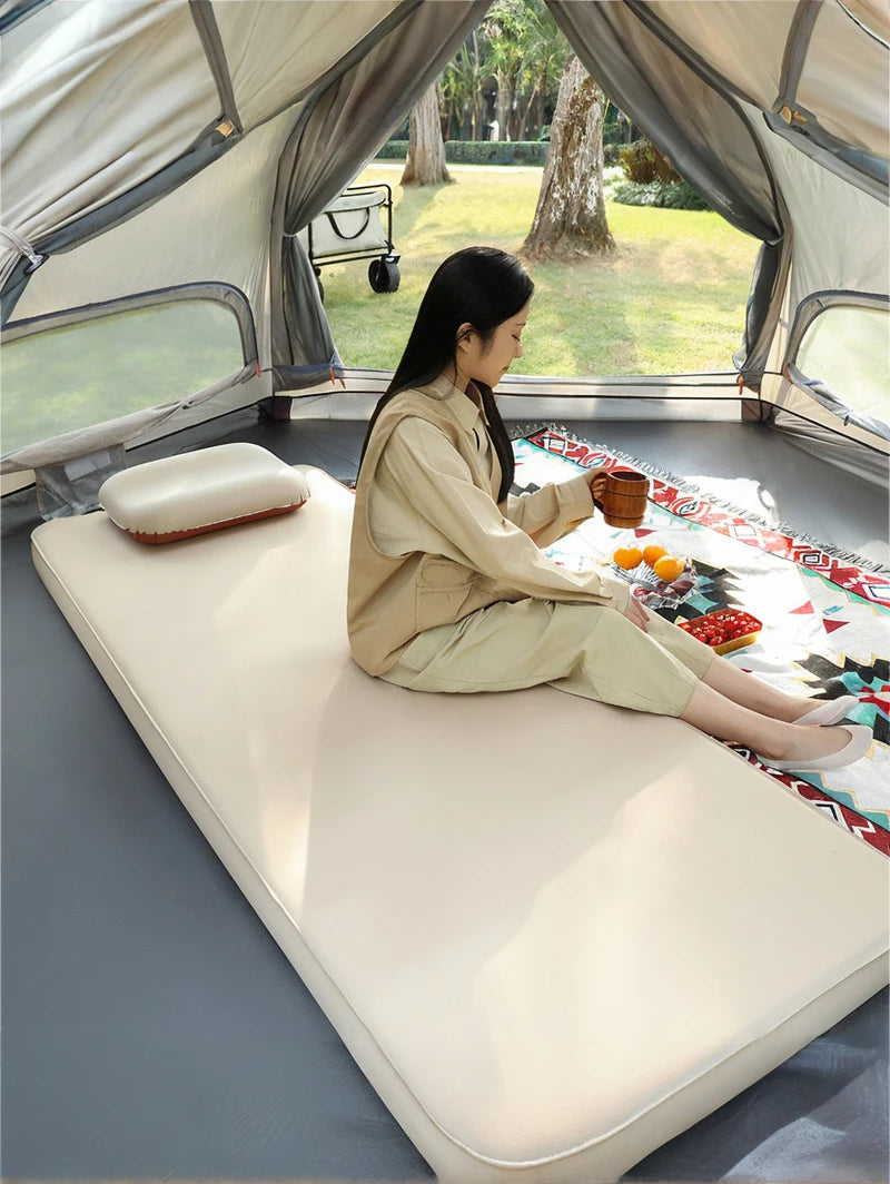 doble Colchón autoinflable Grueso 10cm Compacto plegable para acampar Almohadilla de cama 1-2 personas