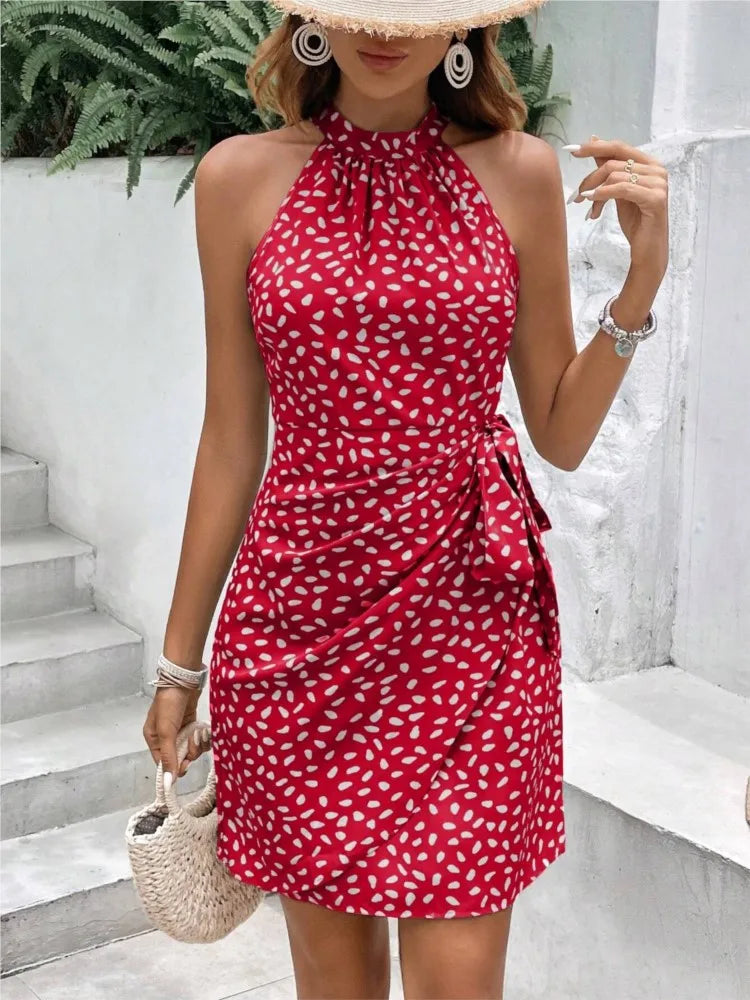 Vestido de verano floral negro para mujer