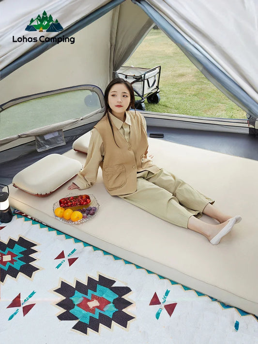 doble Colchón autoinflable Grueso 10cm Compacto plegable para acampar Almohadilla de cama 1-2 personas