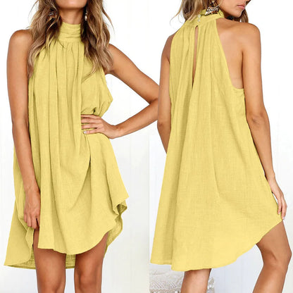 Vestido irregular de vacaciones para mujer vestido de fiesta sin mangas